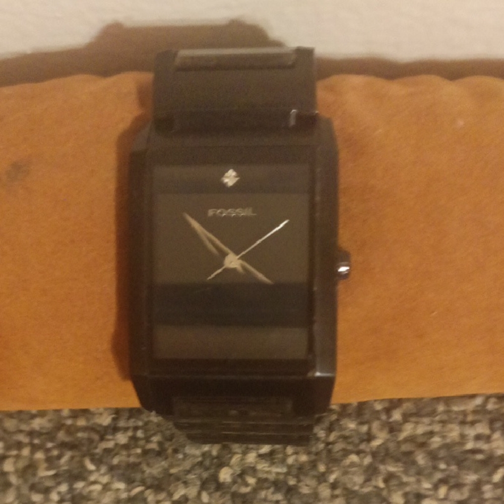 Fossil Black  Diamond Rectangular Dial Watch FS 4303